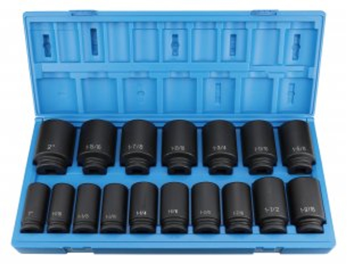 GP8017D 1-2 in. & 0.75 in. Drive Deep Length Impact Set - 17 Piece