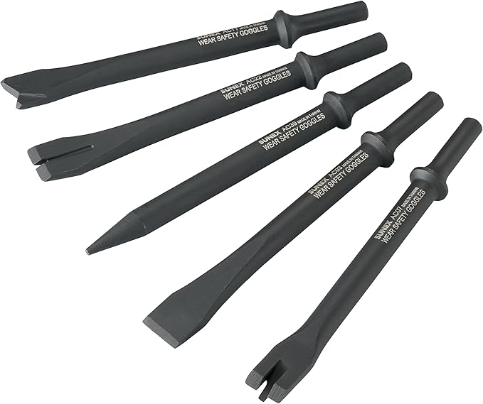 SUU-ACS5C 7 in. Air Hammer Chisel Cutting Set in Portable Tool Roll - 5 Piece