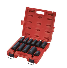3/4 in Drive Sae & Metric 6 Point Standard & Deep & 4 Point Square Budd Wheel 11-Piece Socket Set