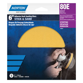 NTN-00351 6 in. Adhesive Back Sanding Disc, 80E Coarse Grit