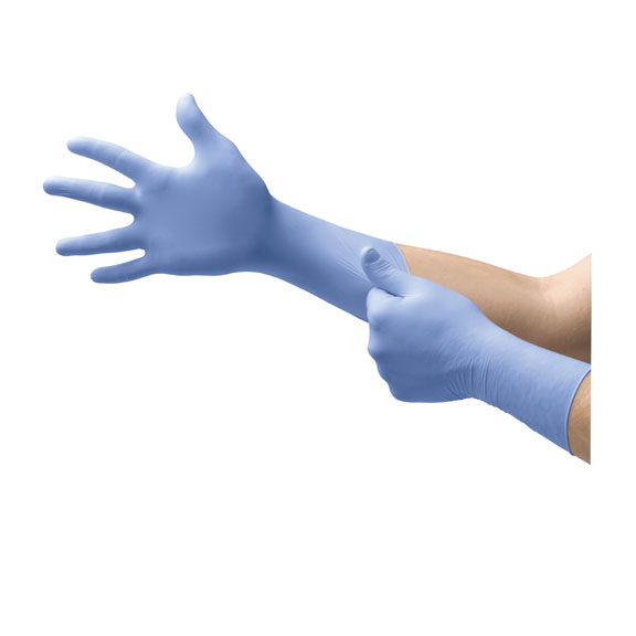 MFX-FFE775L Form EC Powder-Free Extended Cuff Nitrile Examination Gloves  Blue - Large - Box of 50 -  Microflex