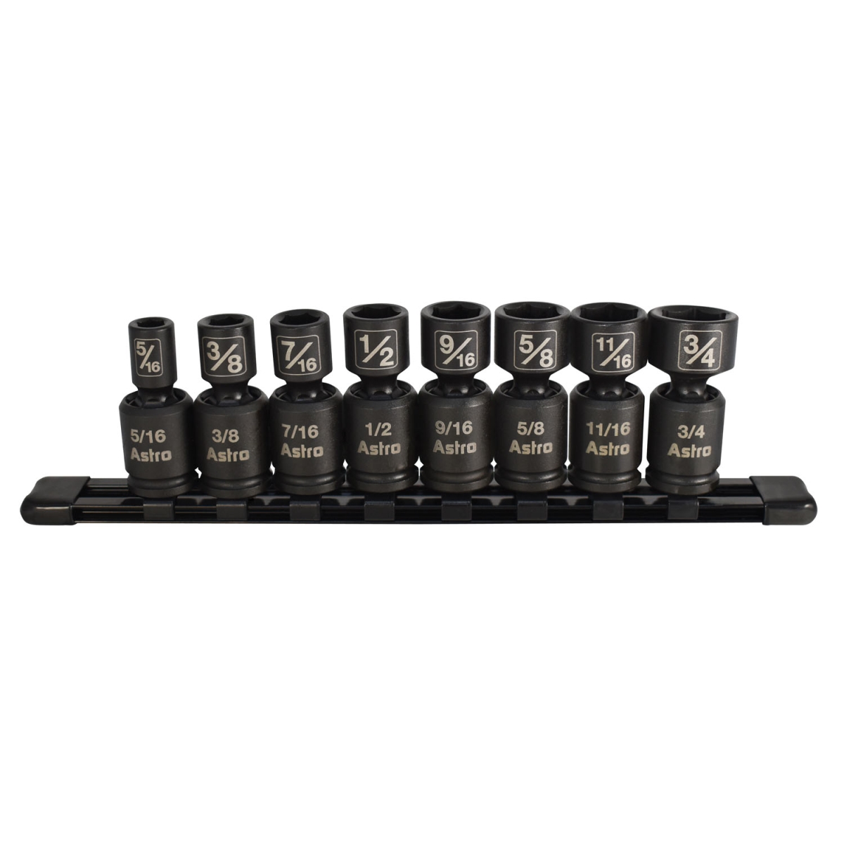 Astro Pneumatic  0.37 in. Drive Nano Pinless Universal Impact Sockets, 8 Piece