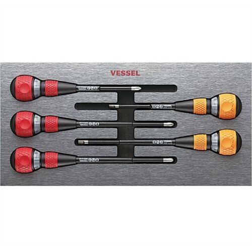 VESSEL Ball Grip Ratchet Screwdriver Set with Interchangeable Bits 5-Pieces - 22005EVA