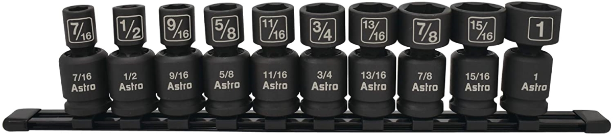 0.5 in. Drive Nano Pinless Universal Impact Sockets SAE - 10 Piece