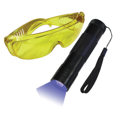 Mini UV Flashlight - Black - Compact Size - Includes Safety Glasses - High Intensity