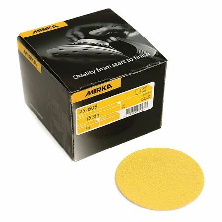 Grip Disc,3",P320,PK50, 3" Dia, No Hole, Aluminum Oxide, P320 Grit, Semi Open Coat Type, Gold