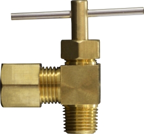 26011 0.25 OD x 0.12 MIP Captive Sleeve Angle Needle Valve with 26003 Nuts