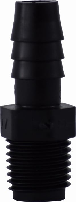 33020B 0.62 x 0.5 in. Hose Barb x MIP Poly Male Adapter, Black