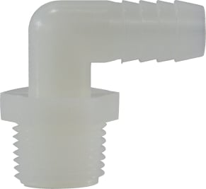 33038W 0.25 x 0.12 Hose Barb x MIP Nylon Elbow, White