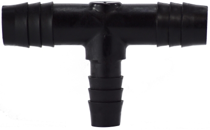 33432B 0.5 x 0.37 Polyethylene Reducing Hose Barb Branch Tee, Black