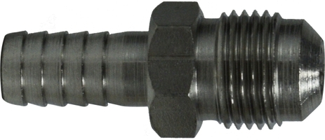 34581 0.37 x 0.5-16 in. Hose Stem Barb x Male Flare 304 Stainless Steel Adapter