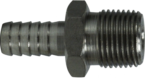 34597 0.5 x 0.75 in. Barb x MIP Stainless Steel Adapter