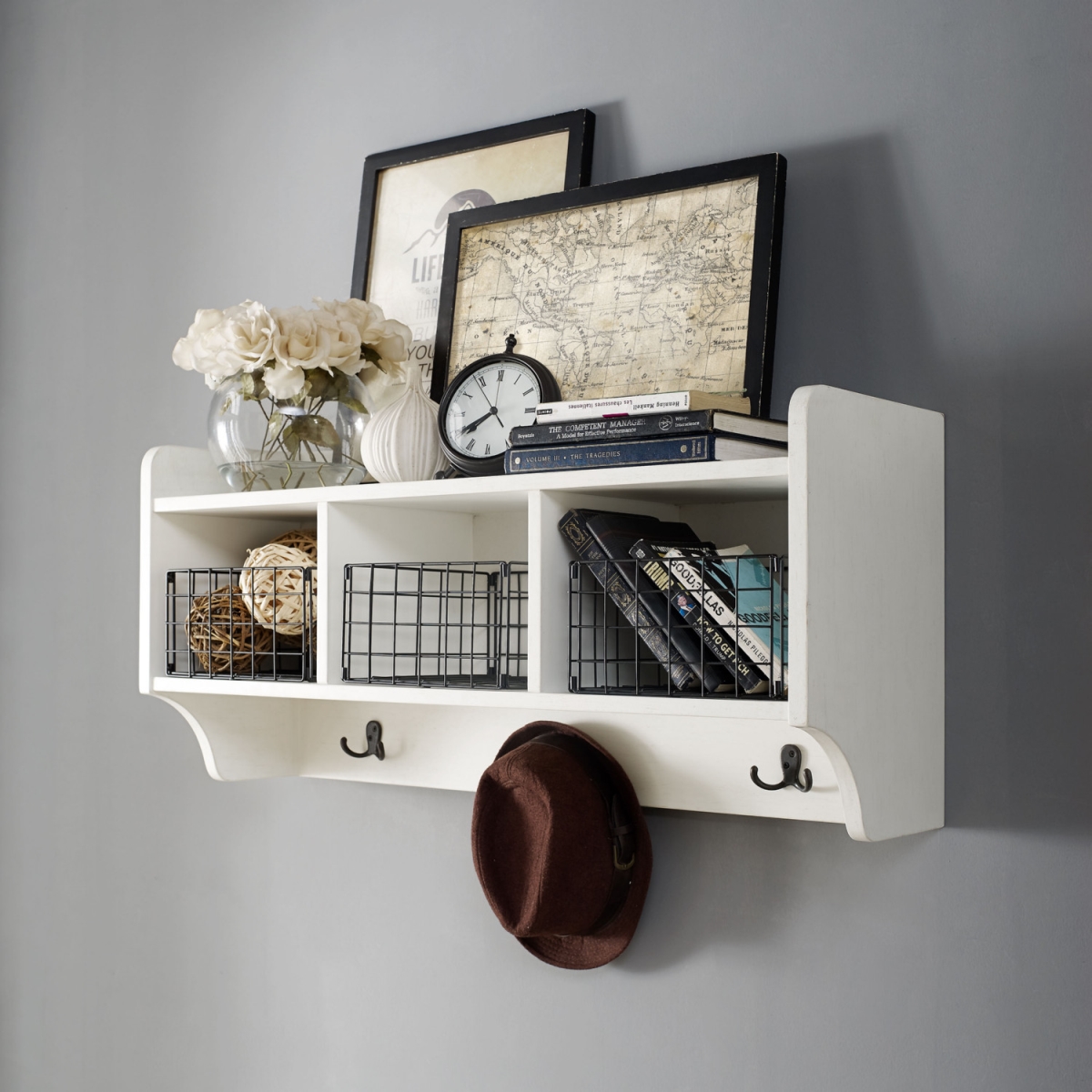 Picture of Crosley CF6018-WH Fremont Entryway Shelf, Distressed White