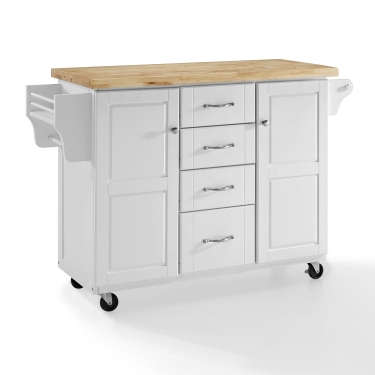 Picture of Crosley CF3018WH-NA 35.87 x 51.5 x 18 in. Elliott Kitchen Cart with Natural Top - White
