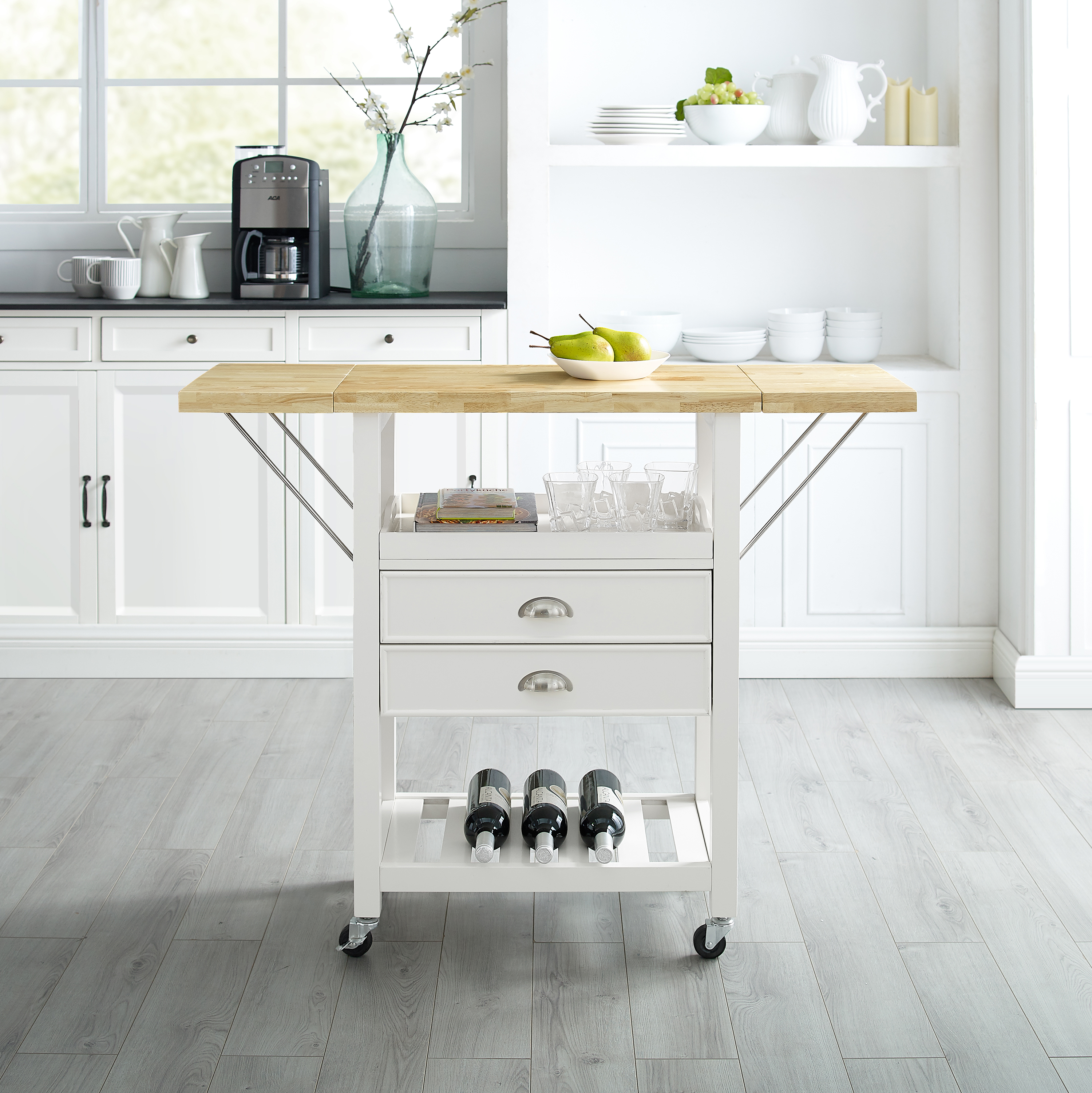 Picture of Crosley Furniture CF3023-WH Bristol Double Drop Leaf Kitchen Cart&#44; White