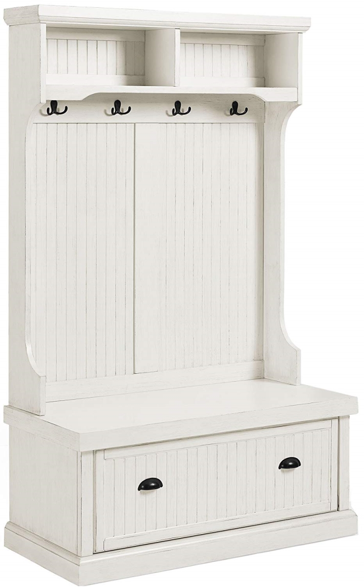 Picture of Crosley Furniture CF6020-WH Seaside Corner Hall Tree Distressed&#44; White