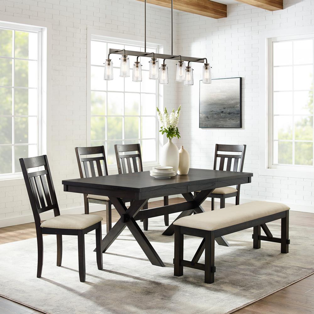 KF13028SL 6 Piece Hayden Dining Set With Table & 4 Chairs & Bench - Slate -  Crosley