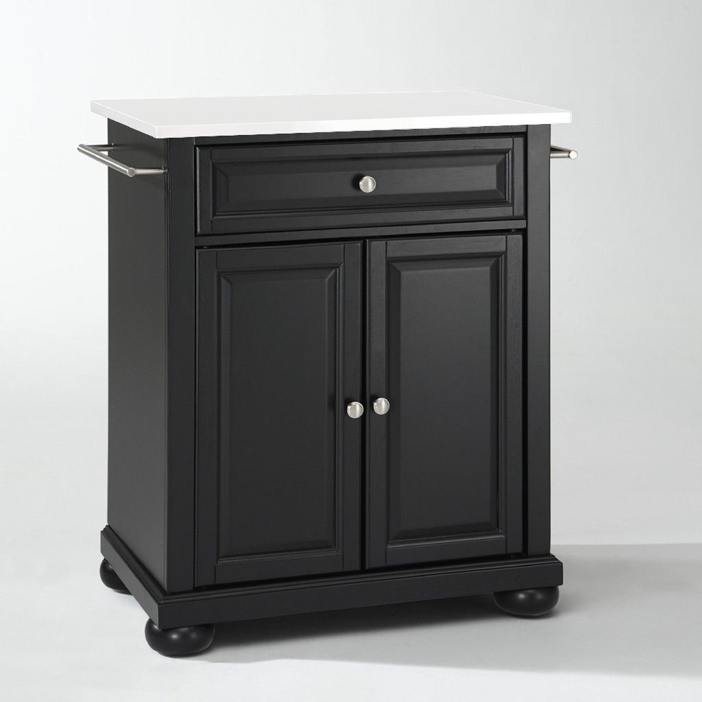 Alexandria Granite Top Portable Kitchen Island Cart, Black & White -  KD Americana, KD3036189