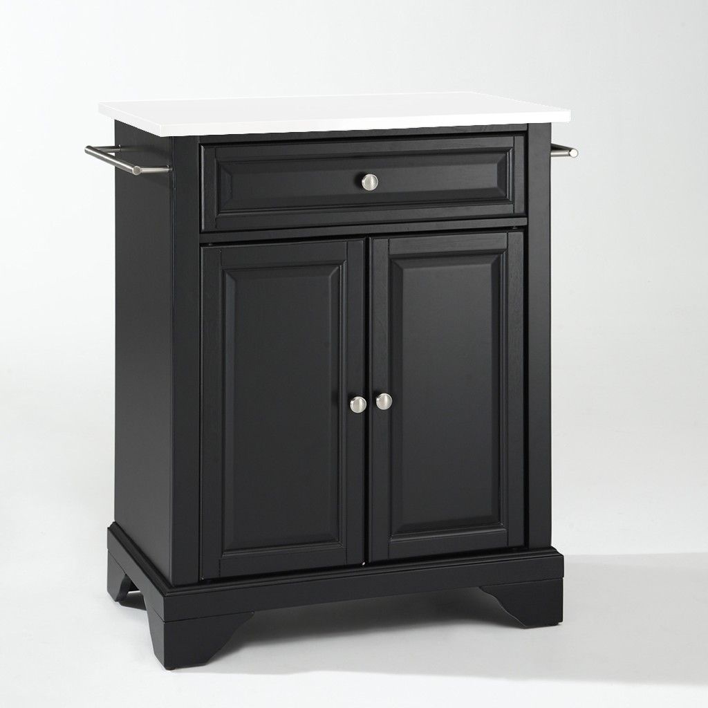 Lafayette Granite Top Portable Kitchen Island Cart, Black & White -  KD Americana, KD3051545