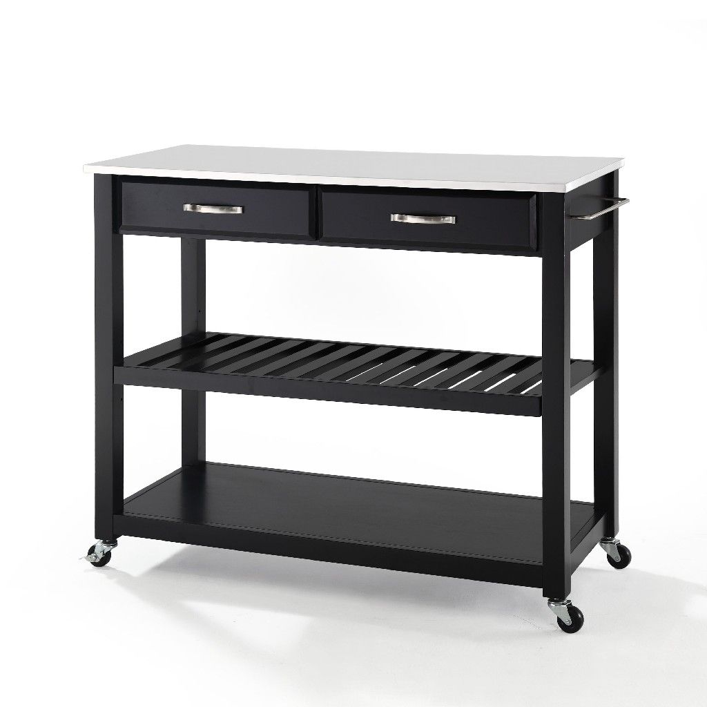KF30056BK Full Size Granite Top Kitchen Prep Cart, Black & White -  Crosley Brands