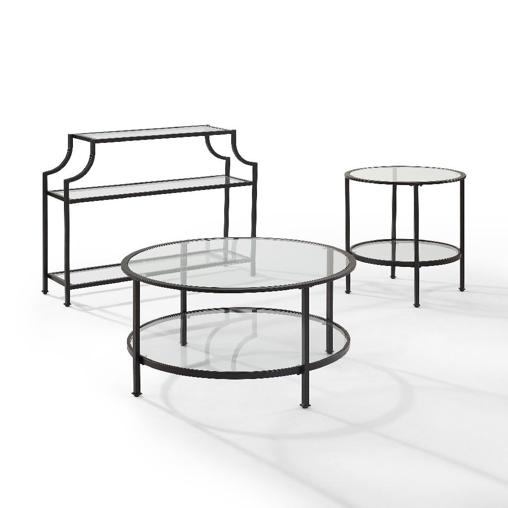Picture of Crosley Brands KF13019BZ 3 Piece Aimee Occasional Table Set With Console&#44; Coffee & End Table - Oil Rubbed Bronze