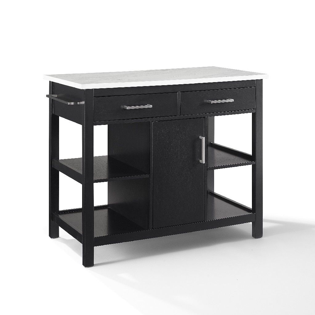 Picture of Crosley Brands CF3026WM-BK Audrey Faux Marble Top Kitchen Island&#44; Black & White Marble