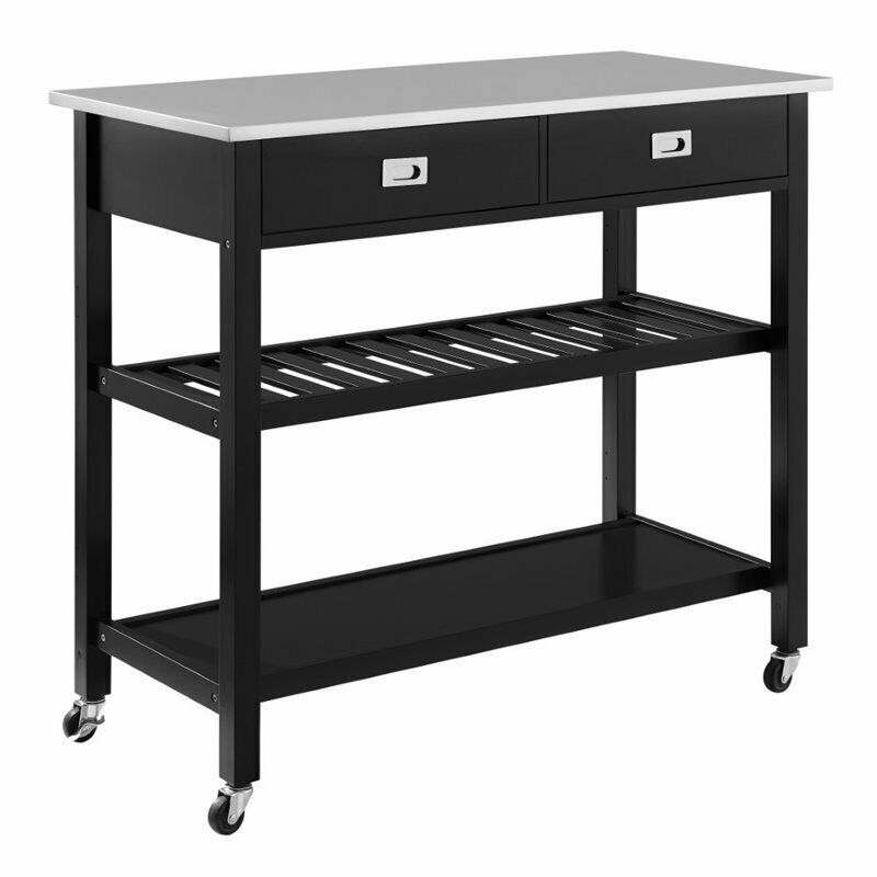 Picture of Crosley Furniture CF3027SS-BK Chloe Stainless Steel Top Kitchen Island Cart - Black - Stainless Steel