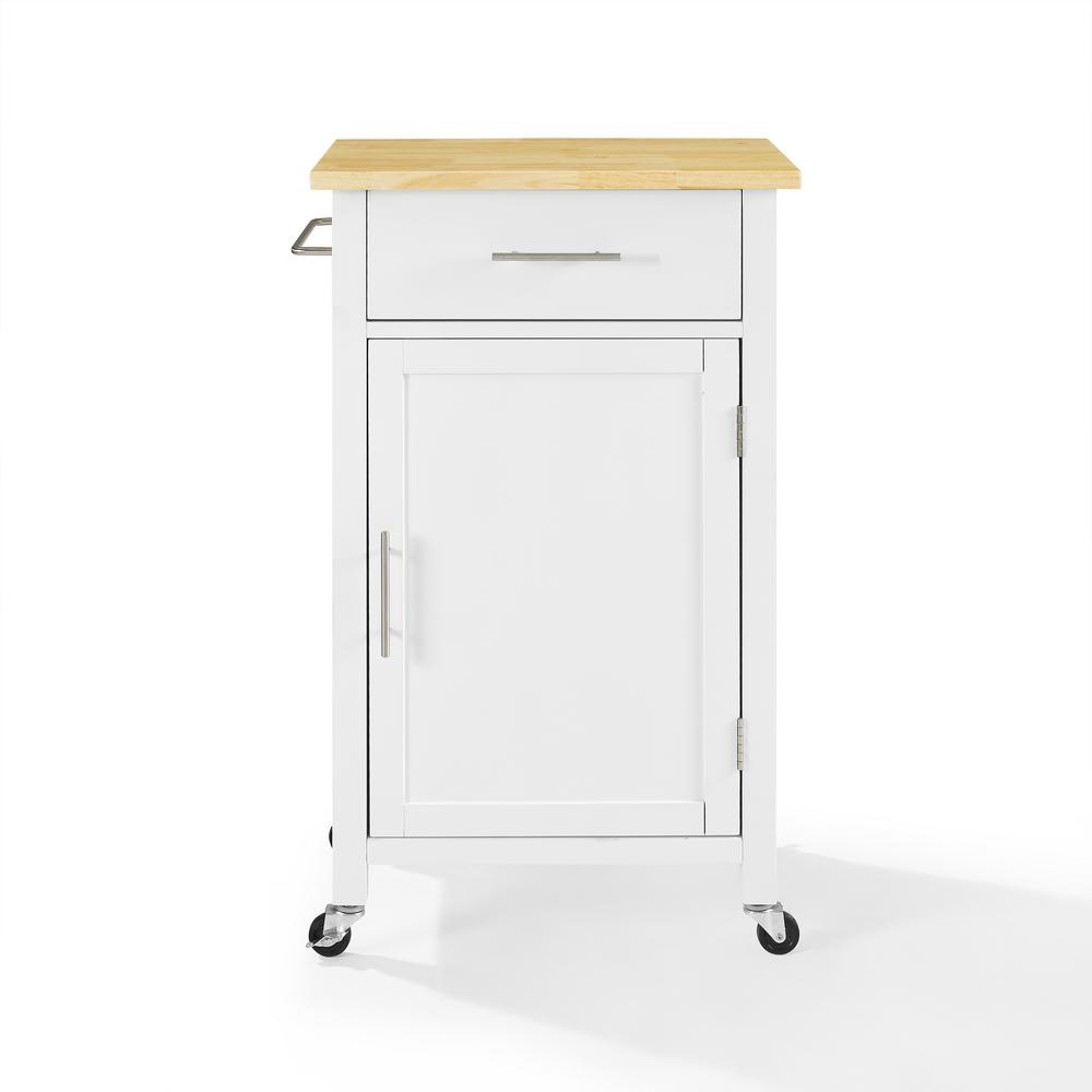 Picture of Crosley Furniture CF3028NA-WH Savannah Wood Top Compact Kitchen Island Cart - White - Natural