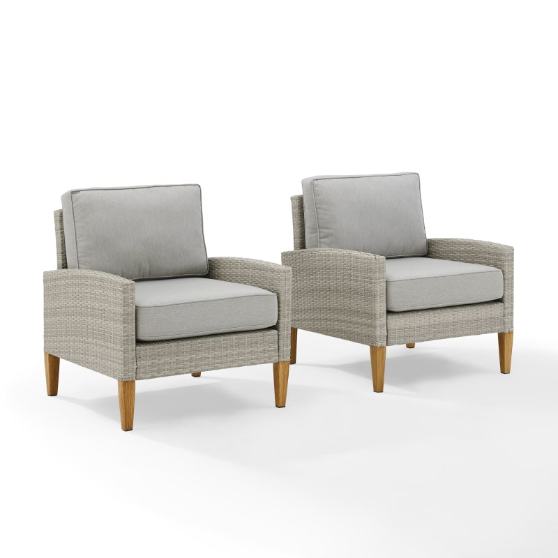 Picture of Crosley CO7168-GY 2 Piece Capella Outdoor Wicker Chair Set&#44; Gray & Acorn