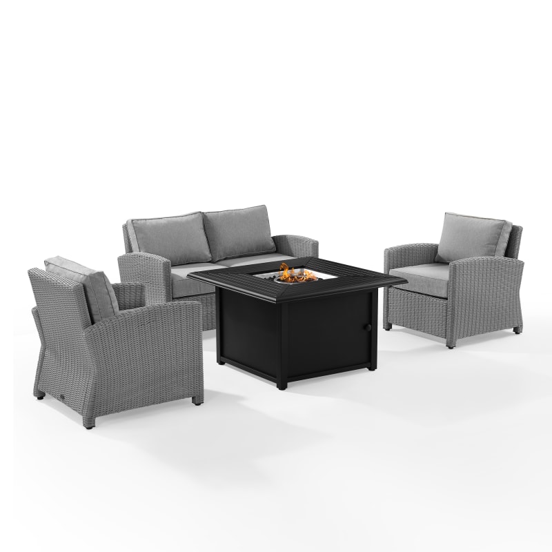 Picture of Crosley KO70168GY-GY 4 Piece Bradenton Wicker Convers Set with Fire Table, Gray