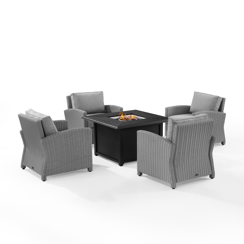 Picture of Crosley KO70172GY-GY 5 Piece Bradenton Wicker Convers Set with Fire Table&#44; Gray