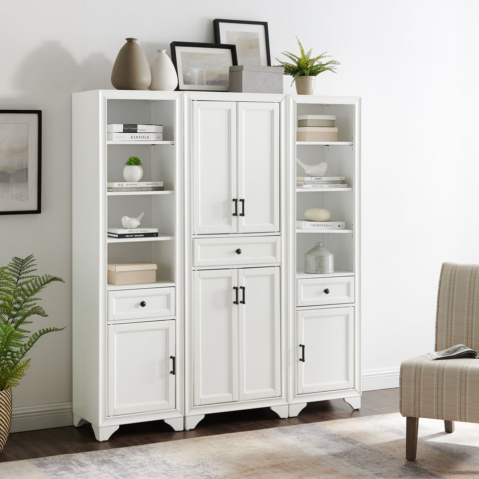 Picture of Crosley Furniture KF33006WH Pantry Set&#44; Distressed White - Pantry & 2 Linen Cabinets - 3 Piece