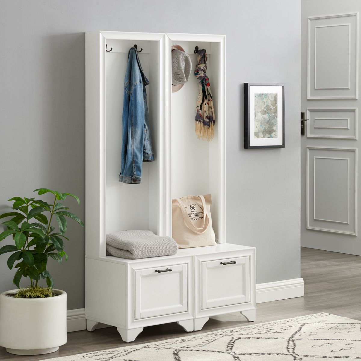 Picture of Crosley Furniture KF33007WH Entryway Set, Distressed White - 2 Hall Trees - 2 Piece