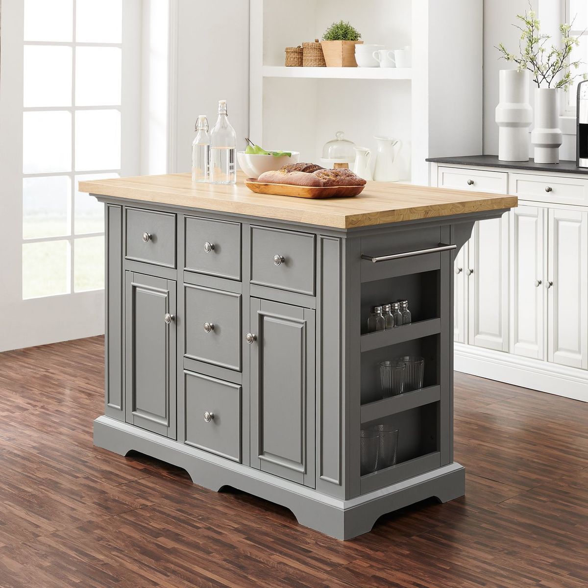 Picture of Crosley KF30025GY-NA 50 x 32 x 36 in. Julia Wood Top Kitchen Island&#44; Gray & Natural