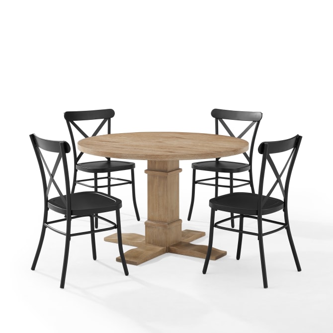 Picture of Crosley KF20007RB-MB 98 x 98 x 34.75 in. Joanna Round Dining Set with Camille Chairs - Table & 4 Chairs&#44; Matte Black & Rustic Brown - 5 Piece
