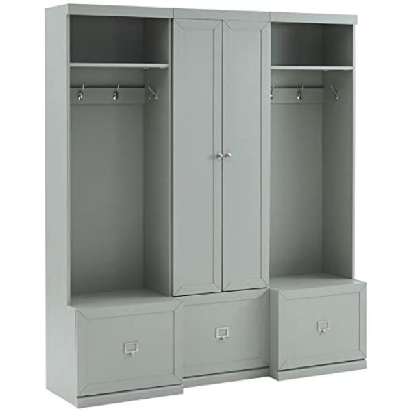 Picture of Crosley KF31011GY Harper Entryway Set with Pantry Closet & 2 Hall Trees&#44; Gray - 3 Piece