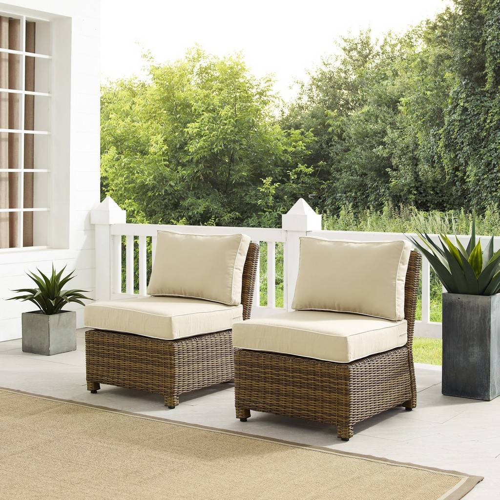 Picture of Bradenton KO70173WB-SA 32.5 x 25 x 31.5 in. Bradenton Outdoor Wicker Chair Set with 2 Armless Chairs&#44; Sand & Weathered Brown - 2 Piece