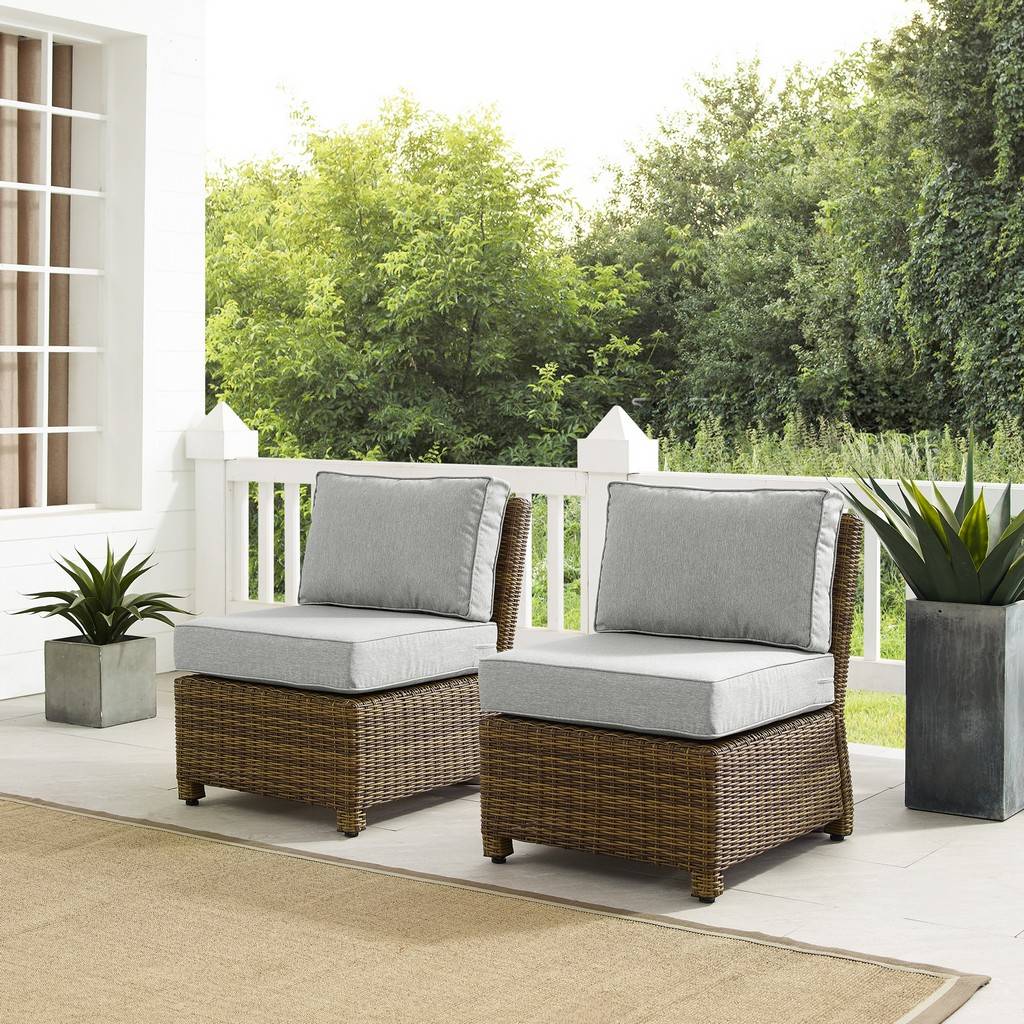 Picture of Bradenton KO70173WB-GY 32.5 x 25 x 31.5 in. Bradenton Outdoor Wicker Chair Set with 2 Armless Chairs&#44; Gray & Weathered Brown - 2 Piece