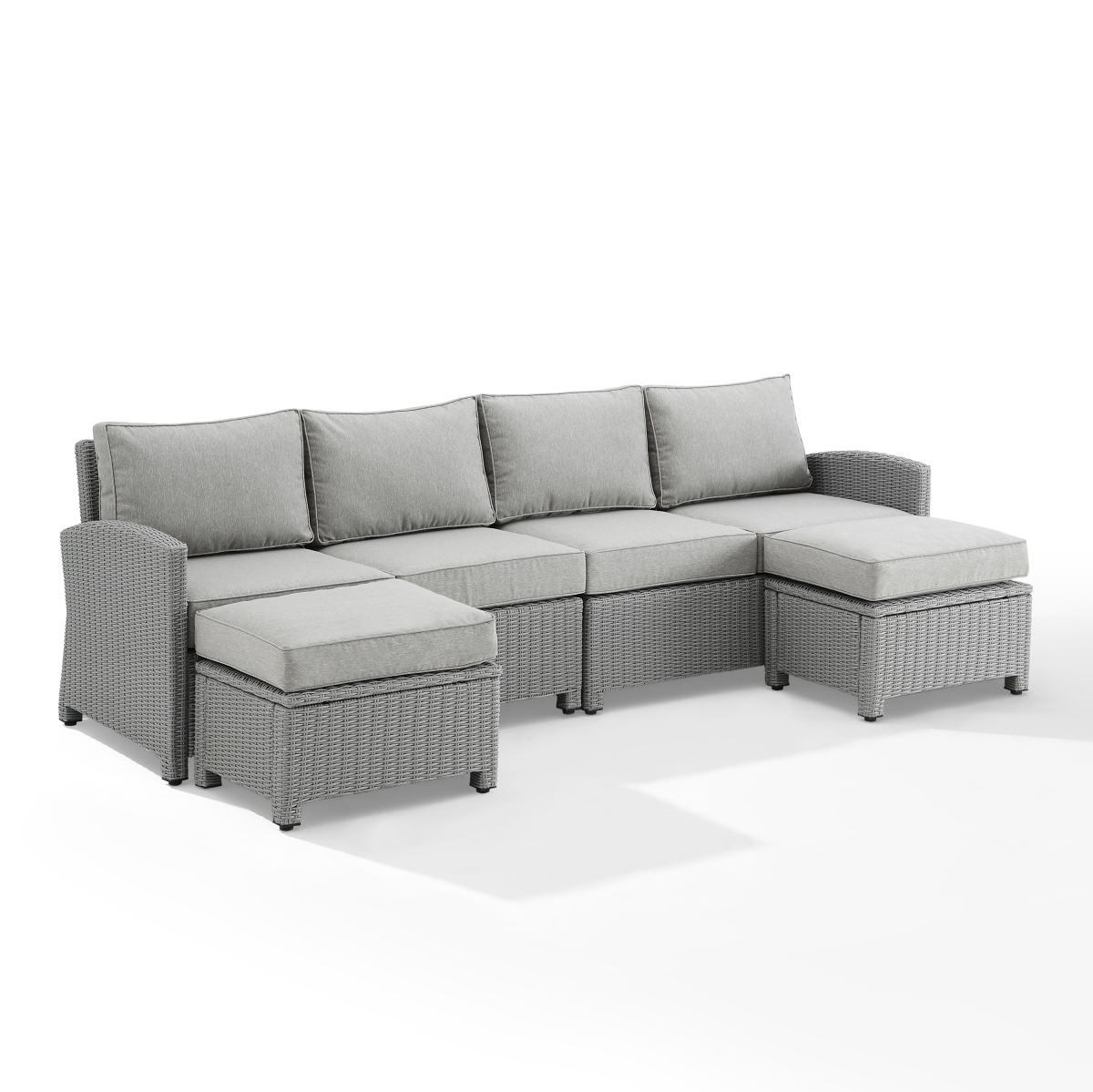 Picture of Crosley Furniture KO70187GY-GY Bradenton Outdoor Wicker Sectional Set&#44; Gray - 4 Piece