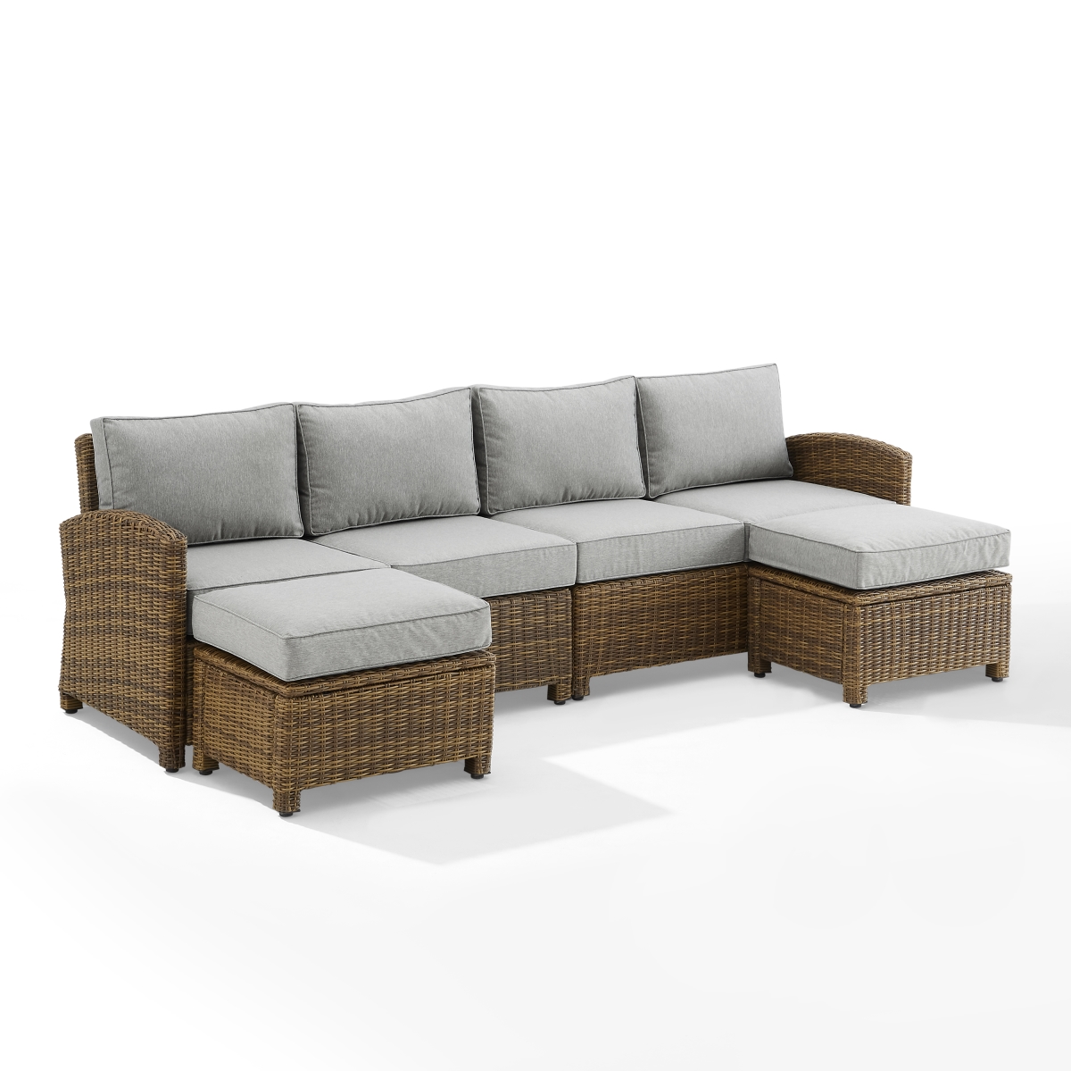 Picture of Crosley Furniture KO70187WB-GY Bradenton Outdoor Wicker Sectional Set&#44; Gray & Weathered Brown - 4 Piece