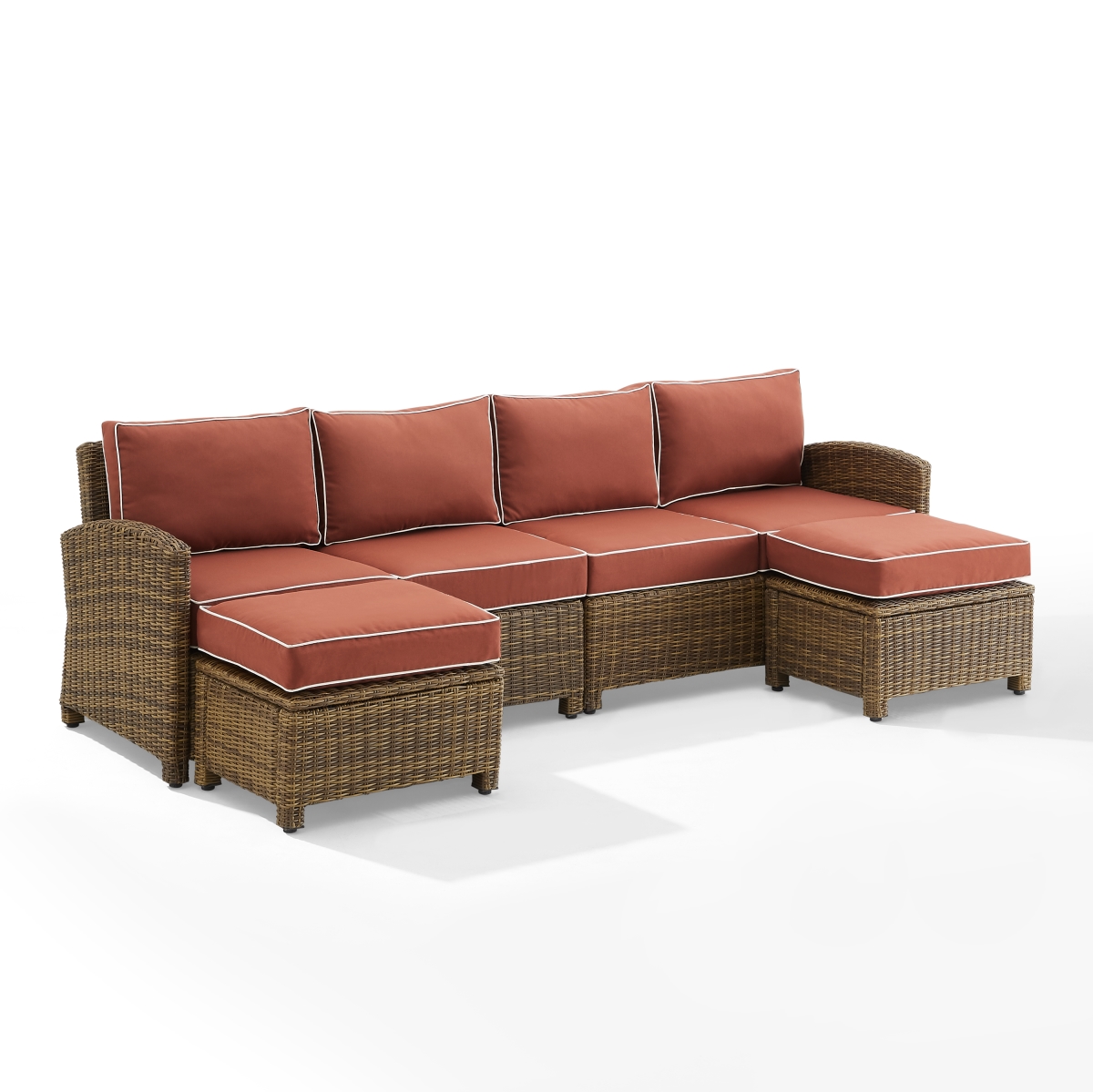 Picture of Crosley Furniture KO70187WB-SG Bradenton Outdoor Wicker Sectional Set&#44; Sangria & Weathered Brown - 4 Piece