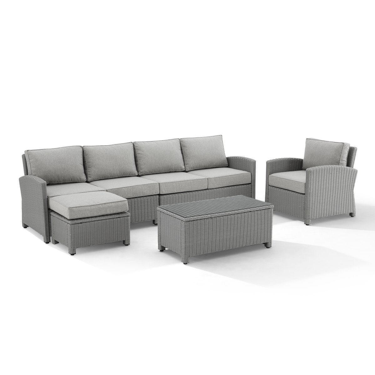 Picture of Crosley Furniture KO70188GY-GY Bradenton Outdoor Wicker Sectional Set&#44; Gray - 5 Piece