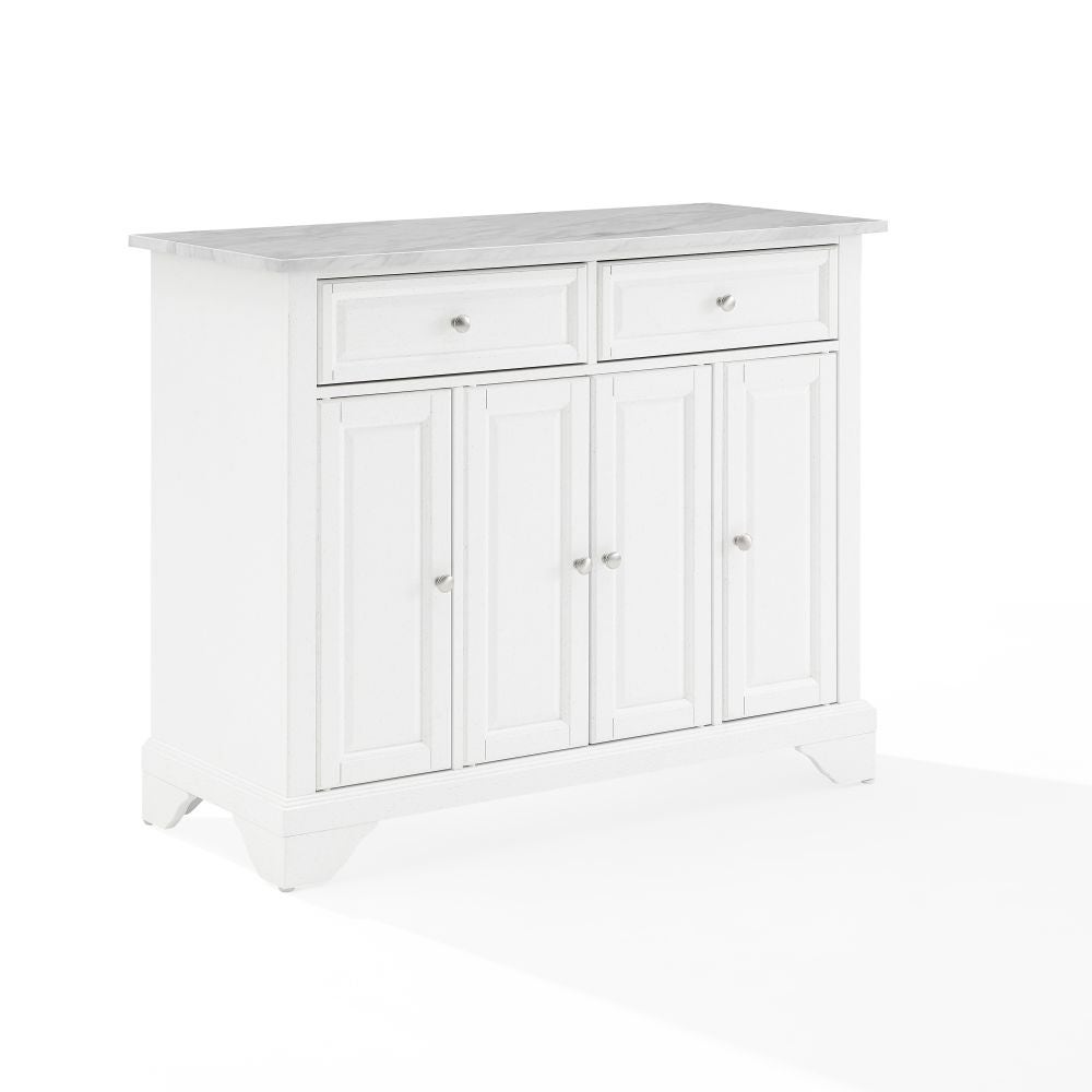 Picture of Crosley Furniture CF3021-WH 42.13 x 18 x 36 in. Avery Kitchen Island & Cart Marble&#44; Distressed White & White