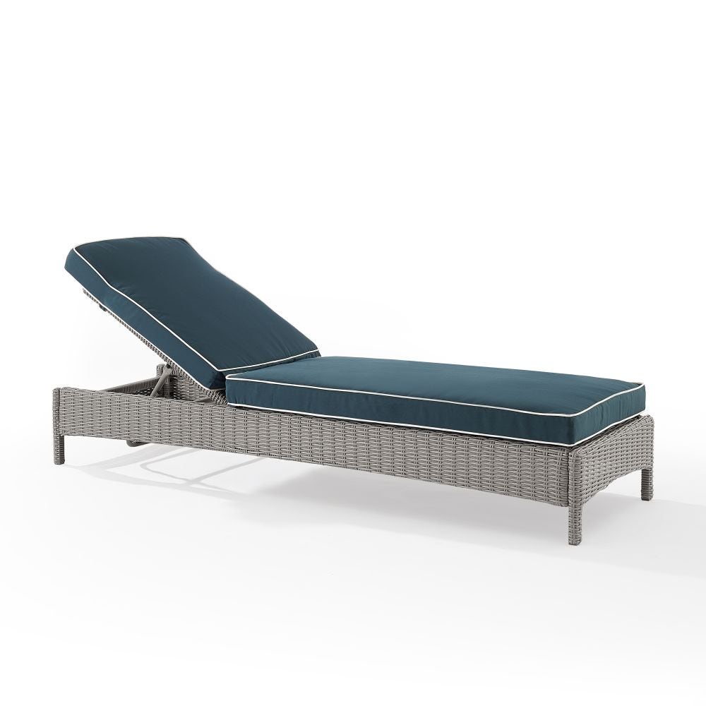 Picture of Crosley Furniture KO70070GY-NV 76 x 24 x 14.50 in. Bradenton Outdoor Wicker Chaise Lounge&#44; Navy & Gray