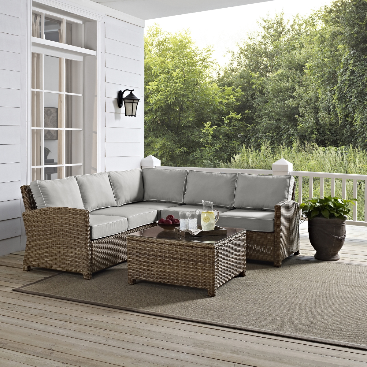 KO70019WB-GY Bradenton Outdoor Wicker Sectional Set, Gray - 4 Piece -  Modern Marketing Concepts