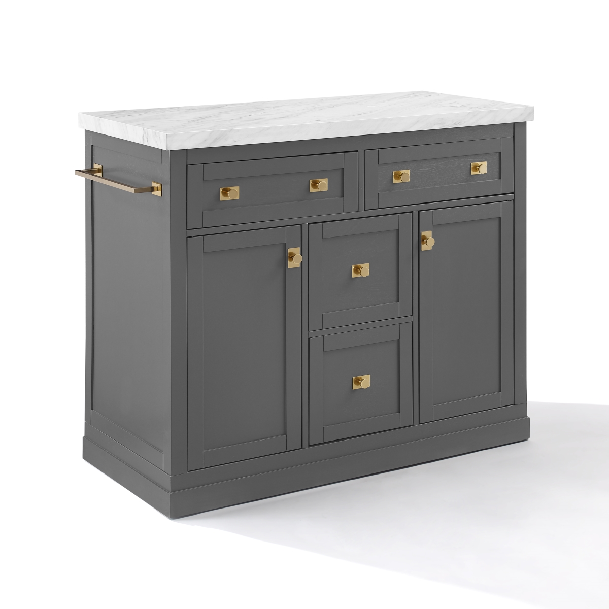 Picture of Crosley Furniture KF30096WM-GY Claire Kitchen Island&#44; Gray & White Marble