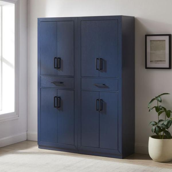 Isla Kitchen Storage Pantry Set - Navy - 2 Piece - Modern Design