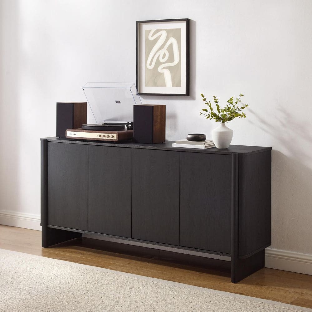 KF33044BK 63 in. MDF Wesley Sideboard, Black