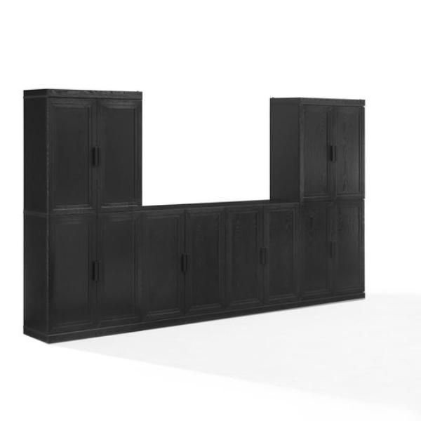 KF33067BK Essen Sideboard & Pantry Set Sideboard & 2 Pantries - Black - 3 Piece
