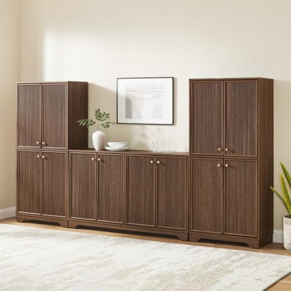 KF33082WA Naomi Sideboard & Pantry Set Sideboard & 2 Pantries - Walnut - 3 Piece